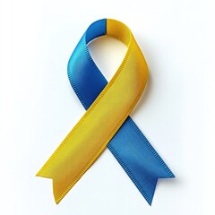 Blue and yellow awareness ribbon