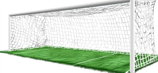 Empty soccer goal on a green field (1)
