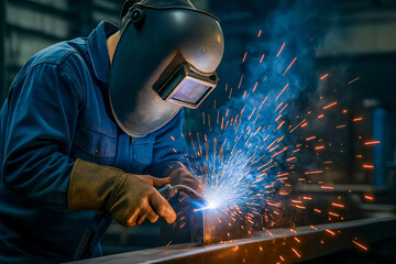 worker welding steel