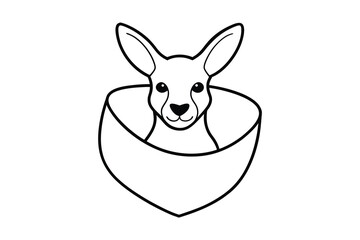 Cute Kangaroo Joey in a Pouch - Line Art
