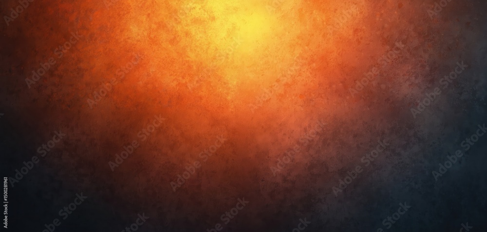 Poster orange glowing gradient on black grainy background. abstract modern design, vibrant glowing blurred 