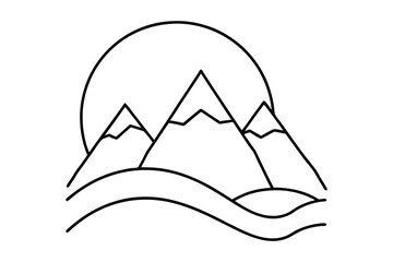 Mountains and Sun Landscape Illustration