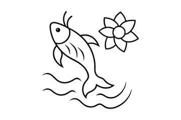 Fish leaping from water with flower