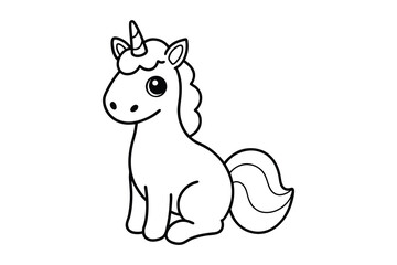 Cute Outlined Unicorn for Coloring