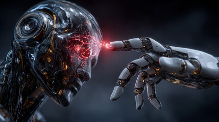 Hands of robots touch data privacy by collecting, storing, and processing personal information like biometrics and identification data. Robots must ensure secure storage and limited processing.