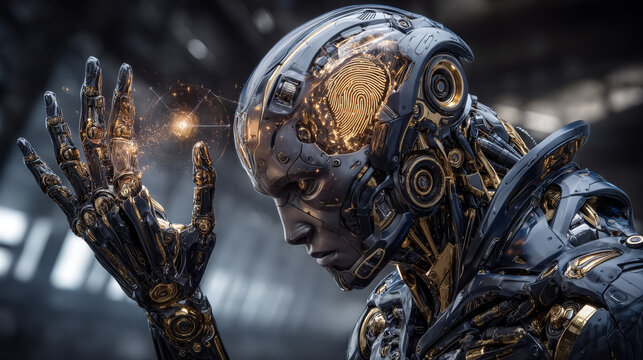 Hands of robots touch data privacy by collecting, storing, and processing personal information like biometrics and identification data. Robots must ensure secure storage and limited processing.