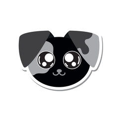 Black and gray dog face. Vector