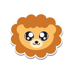 Happy lion cartoon face. Vector