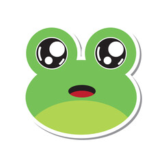 Cartoon frog face icon. Vector