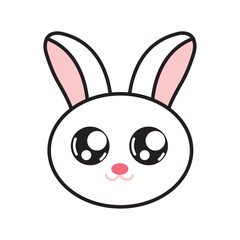 Cute white bunny face. Vector
