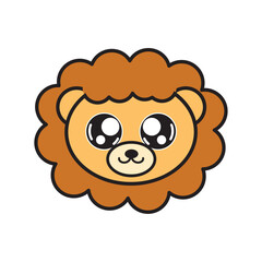 Happy lion cartoon face. Vector