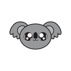 Gray cartoon koala head. Vector