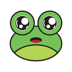 Cartoon frog face icon. Vector
