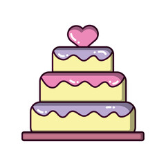 Three tier wedding cake. Vector