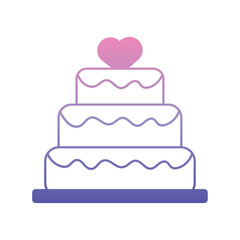 Three tier wedding cake. Vector