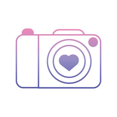 Camera with heart lens. Vector
