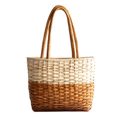 Elegant Straw Tote Bag with a Light Airy Weave Isolated on Transparent Background
