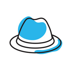 Blue fedora hat icon. Vector