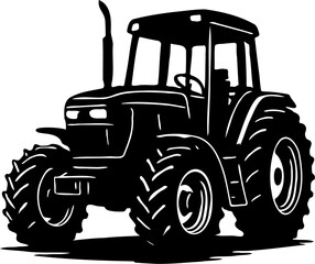 tractor silhouette vector illustration, isolated on white