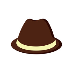 Brown fedora hat icon. Vector