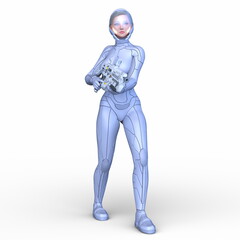 Obraz premium サイバーウーマン 3DCGレンダリング