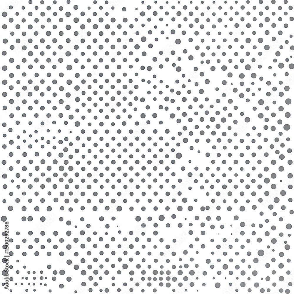 Poster Abstract grayscale dot pattern with varying density and size, creating a dynamic visual texture