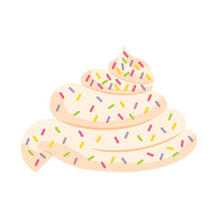 Swirl cream with sprinkles. Vector