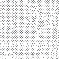Abstract grayscale dot pattern with varying density and size, creating a dynamic visual texture