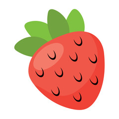 Obraz premium Red strawberry with leaves. Vector