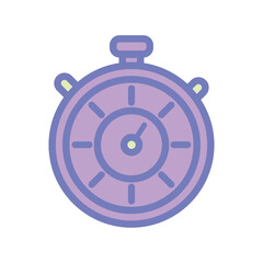 Purple stopwatch timer icon. Vector