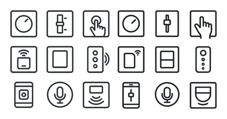 Smart home linear icons set &ndash; automation, control, internet of things symbols