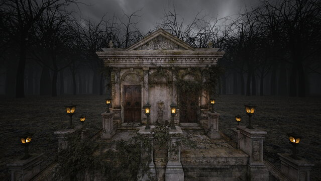 不気味な洋館　3DCGレンダリング