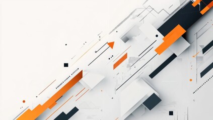 Abstract geometric design with orange and black shapes on white background