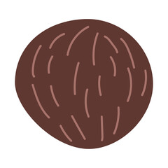 Whole tropical brown coconut. Vector