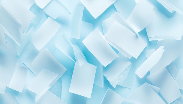 Light-blue, abstract, geometric shapes.  Many rectangular, translucent pieces fill the image
