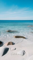 Obraz premium Serene coastal scene tranquil beach ocean waves rocks