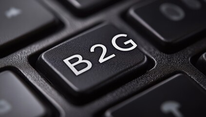 Close-up of a computer keyboard key with the text "B2G