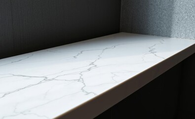 A stark white marble surface its smooth texture contrasting with the rough texture of the dark grey cement stone beneath provides a rustic backdrop for showcasing a product The minimalist design and e