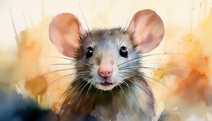 Kluge Ratte &ndash; Aquarell eines neugierigen Nagers