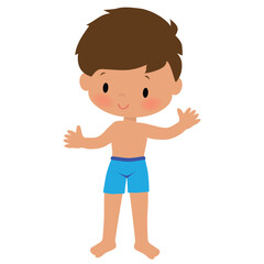 Cute little beach boy vector cartoon illustration
