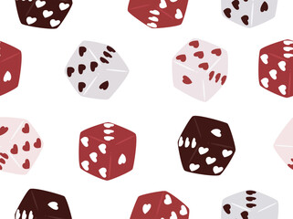 Heart dice seamless vector white background illustration vector