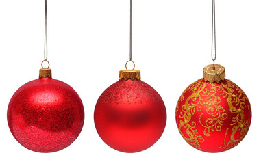 Obraz premium Collection of christmas toy red balls isolated on white background
