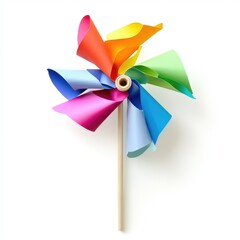 Colorful paper pinwheel on a white background