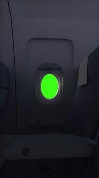 Airplane Cabin Window With Green Screen for Travel Background Replacement