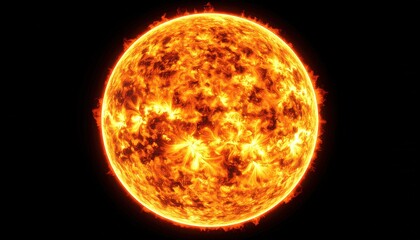 Fiery Sun with Space Background.