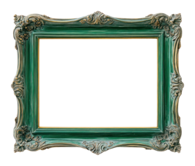 PNG Rectangle vintage picture framed mockup green art decorative.