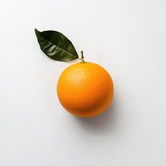 Single orange fruit with leaf