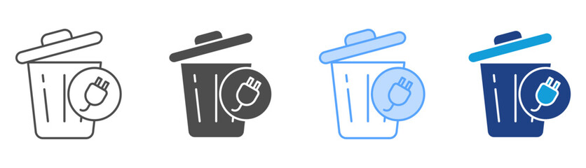 Electronic Waste Icon Set Multiple Style Collection