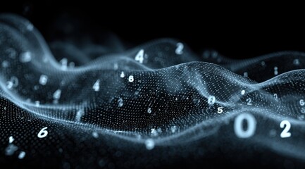 Abstract Digital Wave with Floating Numbers