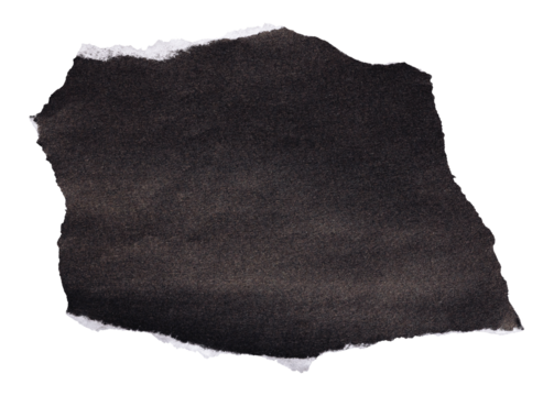 Piece of torn black paper with white ripped edge isolated element for scrapbooking